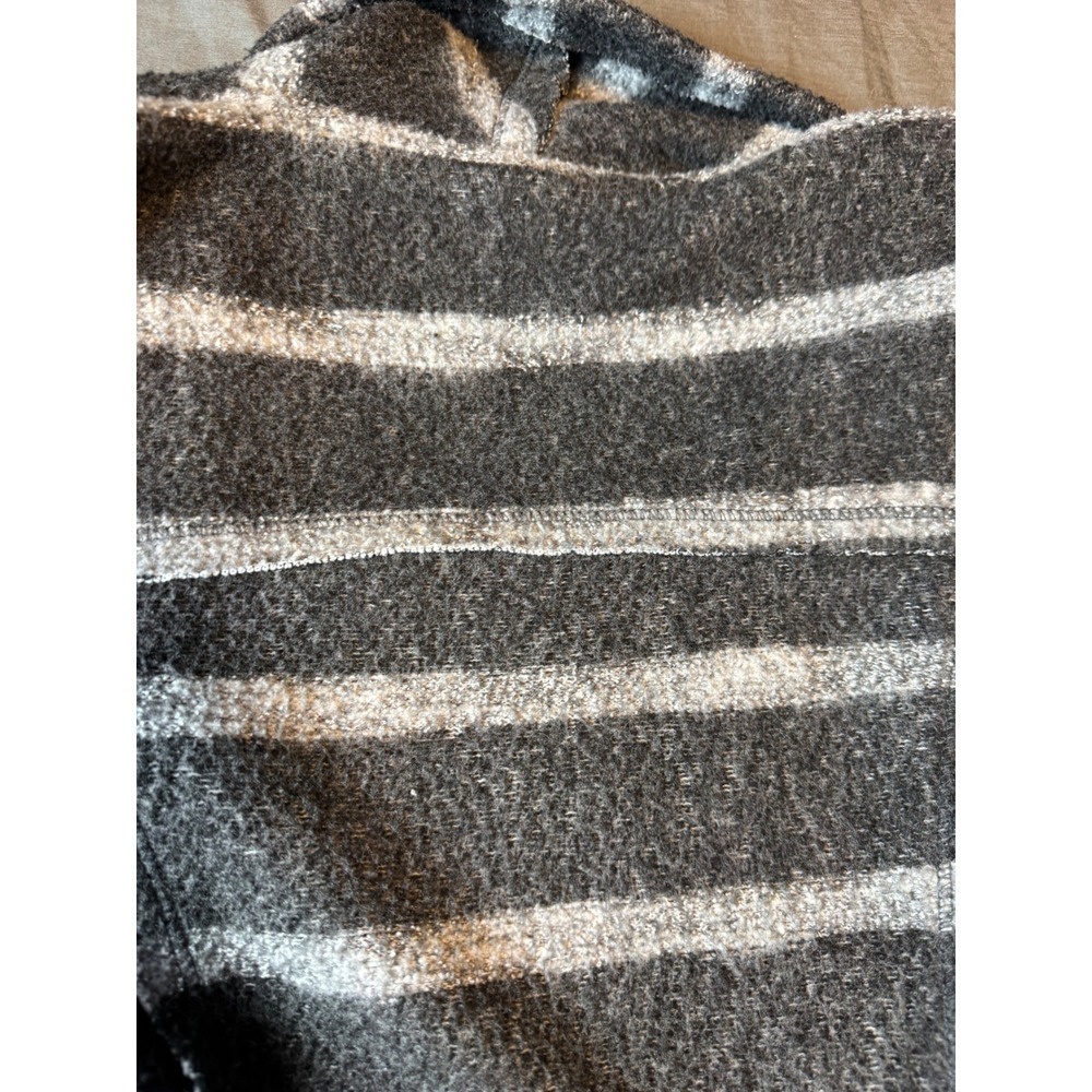 Knox Rose Gray Striped Open Front Cardigan Lace Up Sleeve Small - Picture 12 of 16